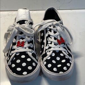 Disney Polka Dot Shoes with Red Bow Accents Size 8